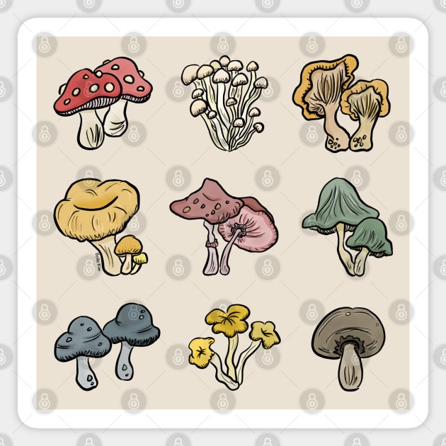 Mushroom print Sticker by doodletokki